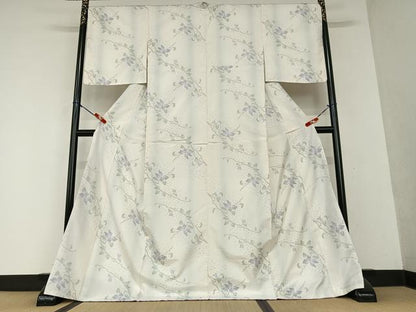 平和屋着物●本場大島紬 白大島 枝花文 ロング丈 正絹 逸品 AAAY0181zg