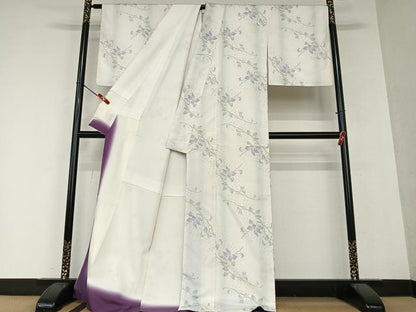 平和屋着物●本場大島紬 白大島 枝花文 ロング丈 正絹 逸品 AAAY0181zg
