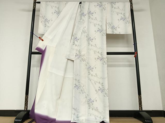 平和屋着物●本場大島紬 白大島 枝花文 ロング丈 正絹 逸品 AAAY0181zg