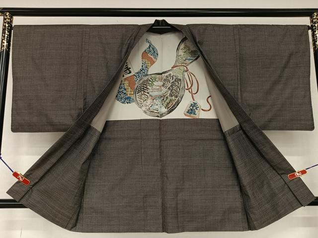 平和屋着物●男性 本場大島紬 アンサンブル 120亀甲 総詰め 正絹 逸品 AAAY0187zg