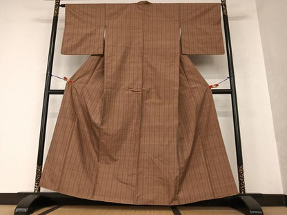 平和屋着物●上質な紬　縞　正絹　逸品　AAAY0195zg