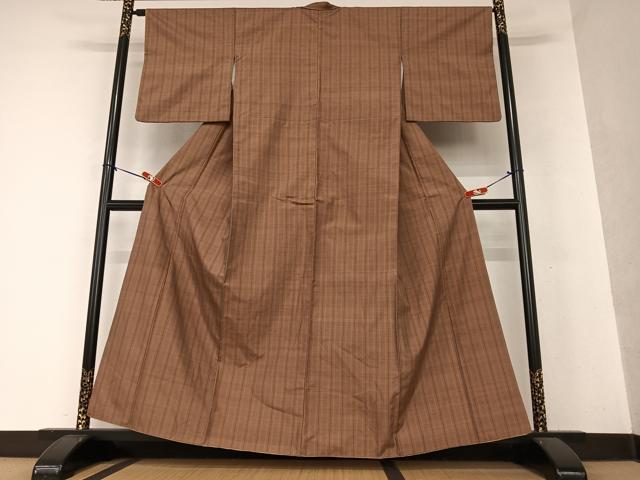 平和屋着物●上質な紬　縞　正絹　逸品　AAAY0195zg