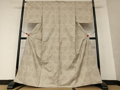 平和屋着物●本場大島紬 白大島 150亀甲 亀甲文 正絹 逸品 AAAY0196zg