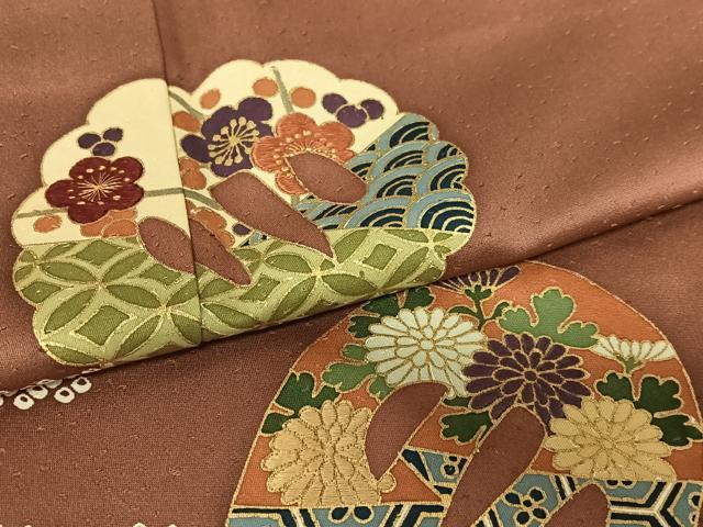 平和屋着物●訪問着　刺繍　草花文　金彩　正絹　逸品　AAAY0200zg