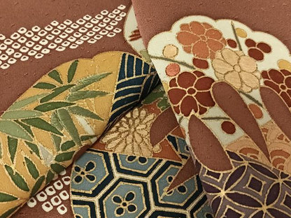 平和屋着物●訪問着　刺繍　草花文　金彩　正絹　逸品　AAAY0200zg