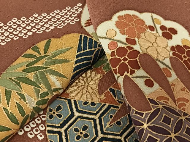 平和屋着物●訪問着　刺繍　草花文　金彩　正絹　逸品　AAAY0200zg