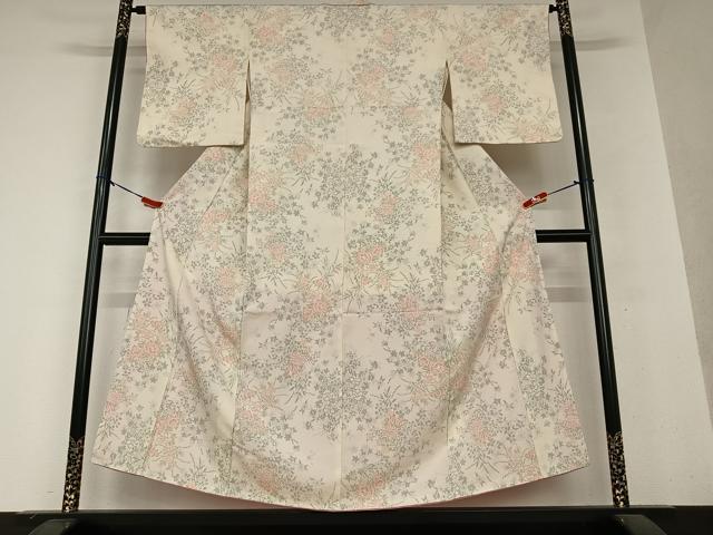 平和屋着物●お召 草花文 正絹 逸品 未使用 AAAY0210zg