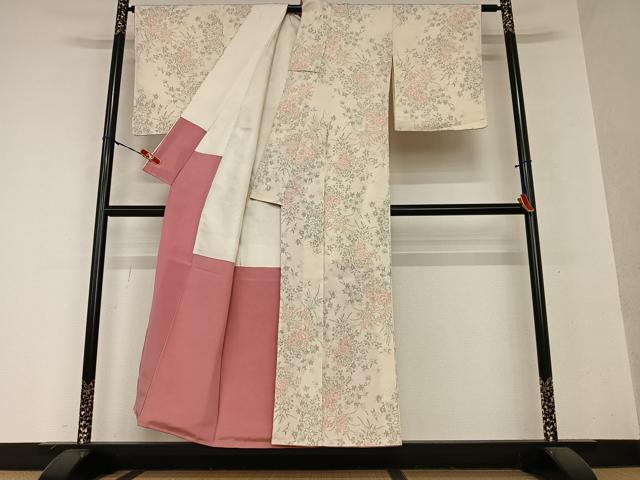 平和屋着物●お召 草花文 正絹 逸品 未使用 AAAY0210zg