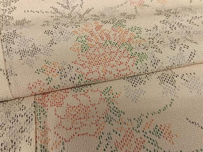 平和屋着物●お召 草花文 正絹 逸品 未使用 AAAY0210zg