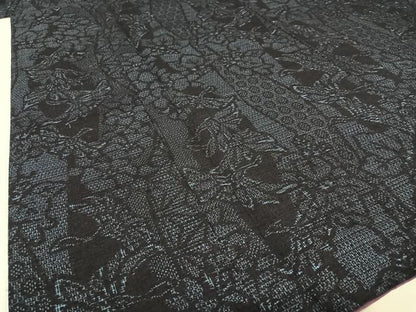 平和屋着物●結城紬 100亀甲 飛び亀甲柄 草花文 正絹 逸品 AAAY0212zg