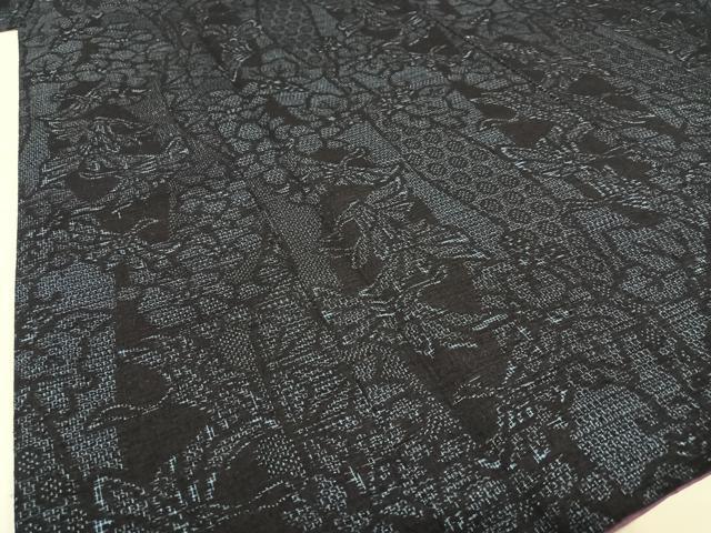 平和屋着物●結城紬 100亀甲 飛び亀甲柄 草花文 正絹 逸品 AAAY0212zg