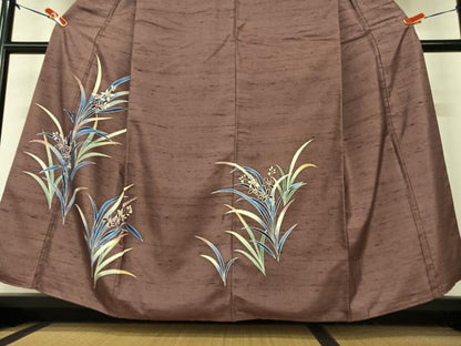 平和屋着物●訪問着　紬地　草花文　正絹　逸品　AAAY0215zg