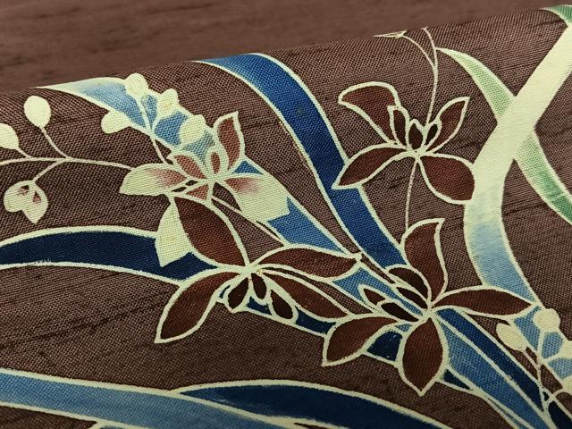 平和屋着物●訪問着　紬地　草花文　正絹　逸品　AAAY0215zg