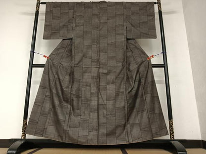 平和屋着物●本場大島紬　泥染　カタス7マルキ　変わり縞　正絹　逸品　AAAY0219zg