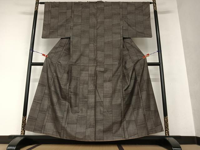 平和屋着物●本場大島紬　泥染　カタス7マルキ　変わり縞　正絹　逸品　AAAY0219zg