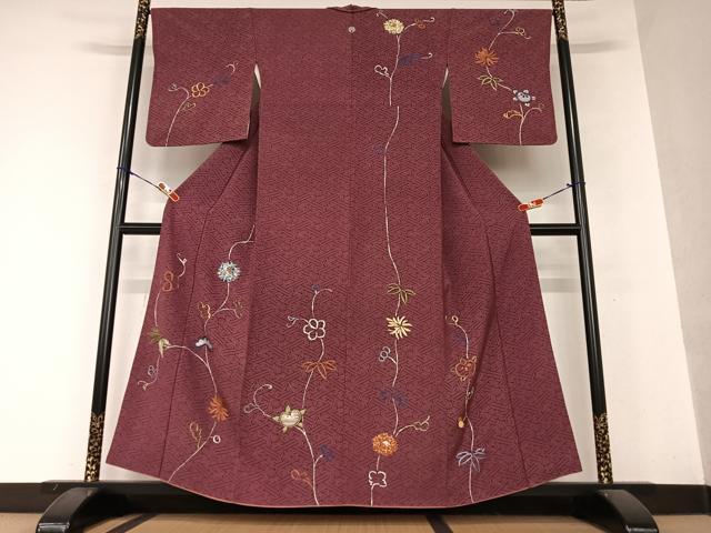 平和屋着物●訪問着 手刺繍 草花文 正絹 逸品 AAAY0224zg