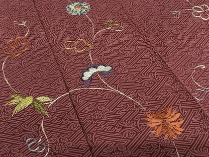 平和屋着物●訪問着 手刺繍 草花文 正絹 逸品 AAAY0224zg