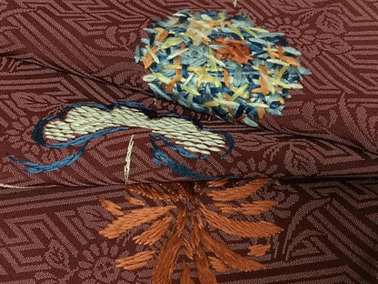 平和屋着物●訪問着 手刺繍 草花文 正絹 逸品 AAAY0224zg