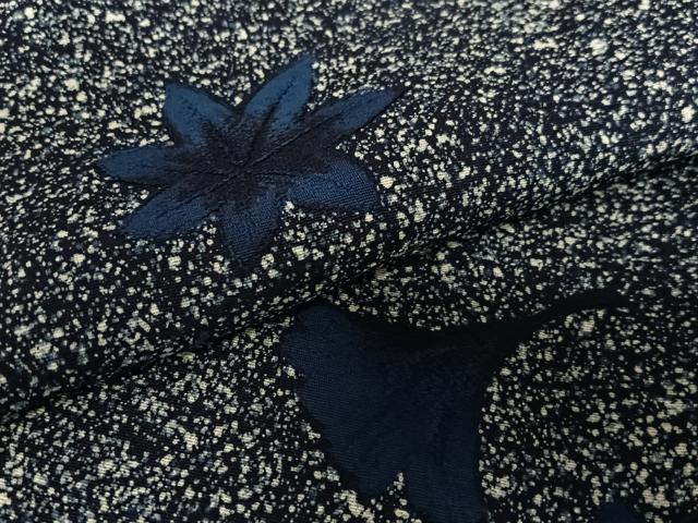 平和屋着物○藍友禅作家 橋詰清貫 小紋 草花文 たたき染め 正絹