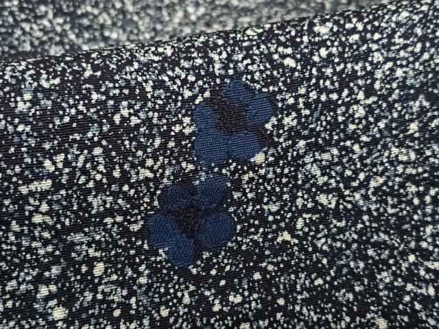 平和屋着物○藍友禅作家 橋詰清貫 小紋 草花文 たたき染め 正絹