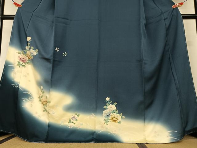 平和屋着物●訪問着 枝花文 暈し染め 正絹 逸品 AAAY0228zg