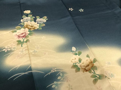 平和屋着物●訪問着 枝花文 暈し染め 正絹 逸品 AAAY0228zg