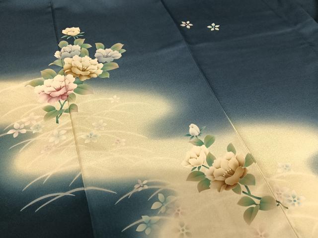 平和屋着物●訪問着 枝花文 暈し染め 正絹 逸品 AAAY0228zg