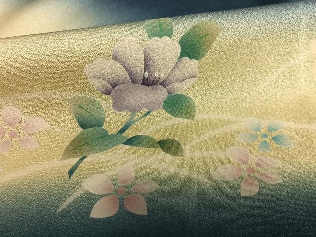 平和屋着物●訪問着 枝花文 暈し染め 正絹 逸品 AAAY0228zg