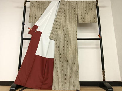 平和屋着物●小紋 矢羽間道 縞 洗える着物 AAAY0231zg