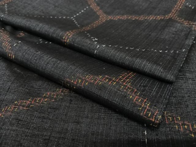 平和屋着物●上質な紬 亀甲文 正絹 逸品 AAAY0236zg
