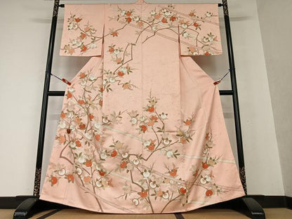平和屋着物●訪問着 駒刺繍 橘 金彩 高島屋扱い 正絹 逸品 未使用 AAAY0250zg