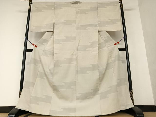 平和屋着物●本塩沢 110亀甲 エ霞文 正絹 逸品 AAAY0256zg