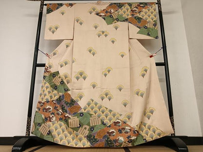 平和屋着物●訪問着 舞扇花青海波 源氏香 金彩 正絹 逸品 AAAY0257zg