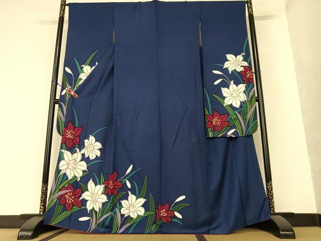 平和屋着物●豪華振袖 刺繍 百合 ユリ 金彩 正絹 逸品 AAAY0264zg