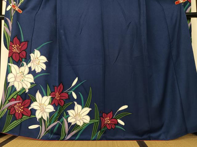 平和屋着物●豪華振袖 刺繍 百合 ユリ 金彩 正絹 逸品 AAAY0264zg