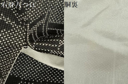 平和屋着物●本場大島紬　一元絣　風景文　黒地　西武百貨店扱い　正絹　逸品　AAAY0267zg