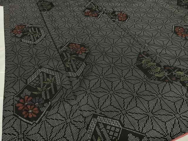 平和屋着物●本場大島紬　一元絣　松竹梅麻の葉文様　正絹　逸品　AAAY0269zg