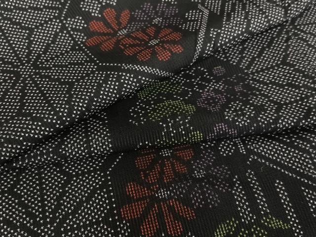 平和屋着物●本場大島紬　一元絣　松竹梅麻の葉文様　正絹　逸品　AAAY0269zg