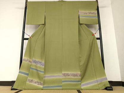 平和屋着物●訪問着 手描き 横段草花文 暈し染め さが美扱い ロング丈 正絹 逸品 AAAY0275zg