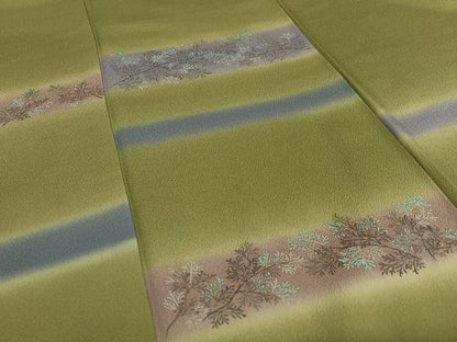 平和屋着物●訪問着 手描き 横段草花文 暈し染め さが美扱い ロング丈 正絹 逸品 AAAY0275zg