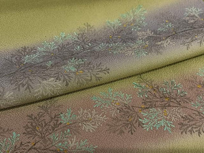 平和屋着物●訪問着 手描き 横段草花文 暈し染め さが美扱い ロング丈 正絹 逸品 AAAY0275zg