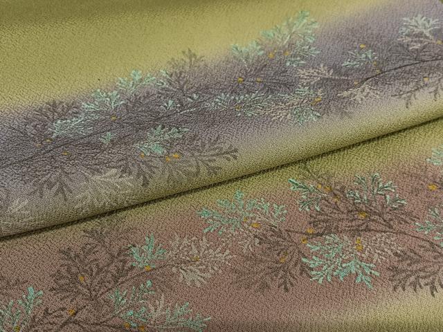 平和屋着物●訪問着 手描き 横段草花文 暈し染め さが美扱い ロング丈 正絹 逸品 AAAY0275zg