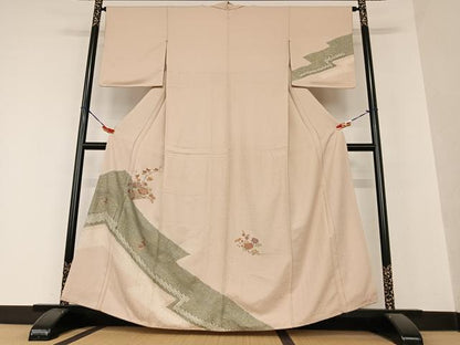平和屋着物●訪問着　絞り　刺繍　飾花文　暈し染め　金彩　正絹　逸品　AAAY0280zg