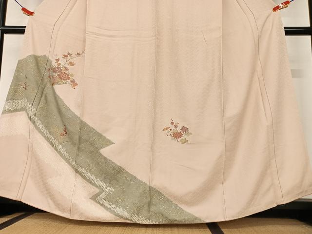 平和屋着物●訪問着　絞り　刺繍　飾花文　暈し染め　金彩　正絹　逸品　AAAY0280zg