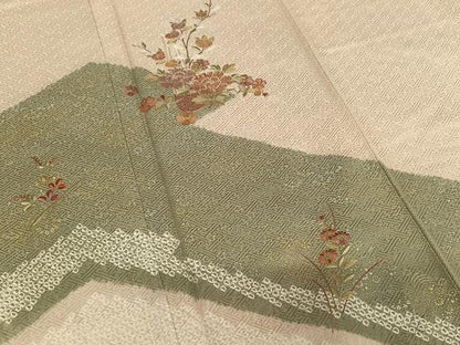 平和屋着物●訪問着　絞り　刺繍　飾花文　暈し染め　金彩　正絹　逸品　AAAY0280zg