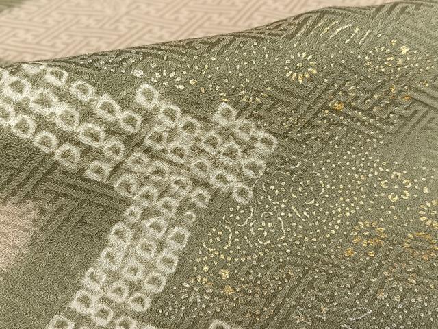 平和屋着物●訪問着　絞り　刺繍　飾花文　暈し染め　金彩　正絹　逸品　AAAY0280zg