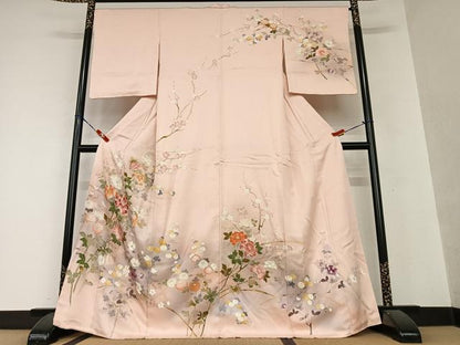 平和屋着物●訪問着 友禅 刺繍 草花文 暈し染め 金彩 正絹 逸品 AAAY0285zg