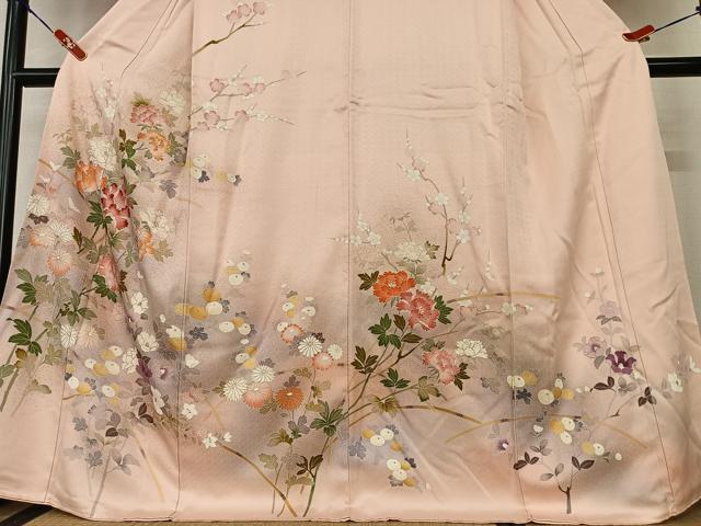 平和屋着物●訪問着 友禅 刺繍 草花文 暈し染め 金彩 正絹 逸品 AAAY0285zg