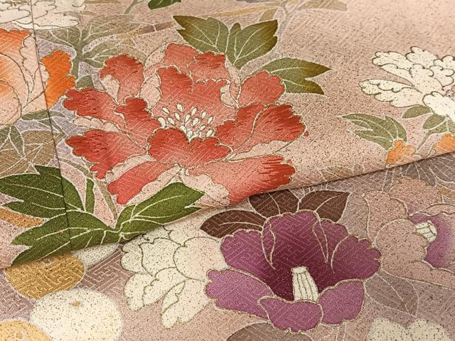 平和屋着物●訪問着 友禅 刺繍 草花文 暈し染め 金彩 正絹 逸品 AAAY0285zg