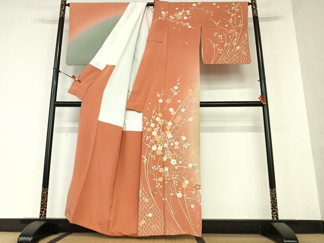 平和屋着物●訪問着 作家物 枝花文 暈し染め 金銀彩 正絹 逸品 AAAY0287zg